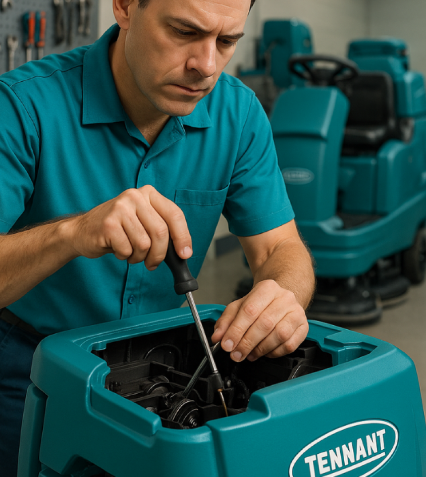 Mecánico arreglando una de nuestras máquinas