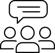 Ícono de unas personas dialogando